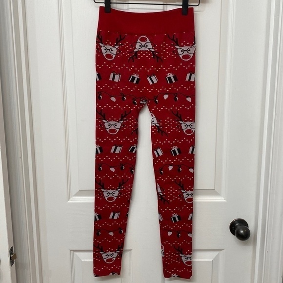 No Boundaries Girls Christmas Legging Reindeer Print Large 11-13 - Picture 1 of 10